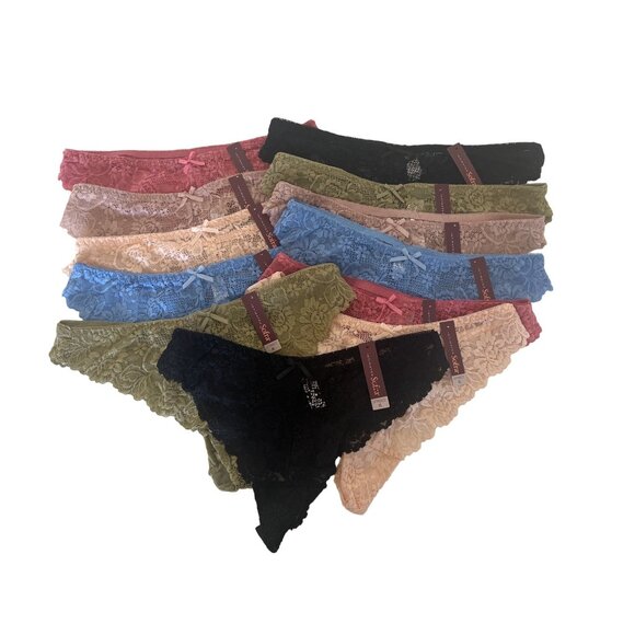 Sofra Lace Bikini Thong Underwear Bundle 12-Pack - Picture 1 of 6